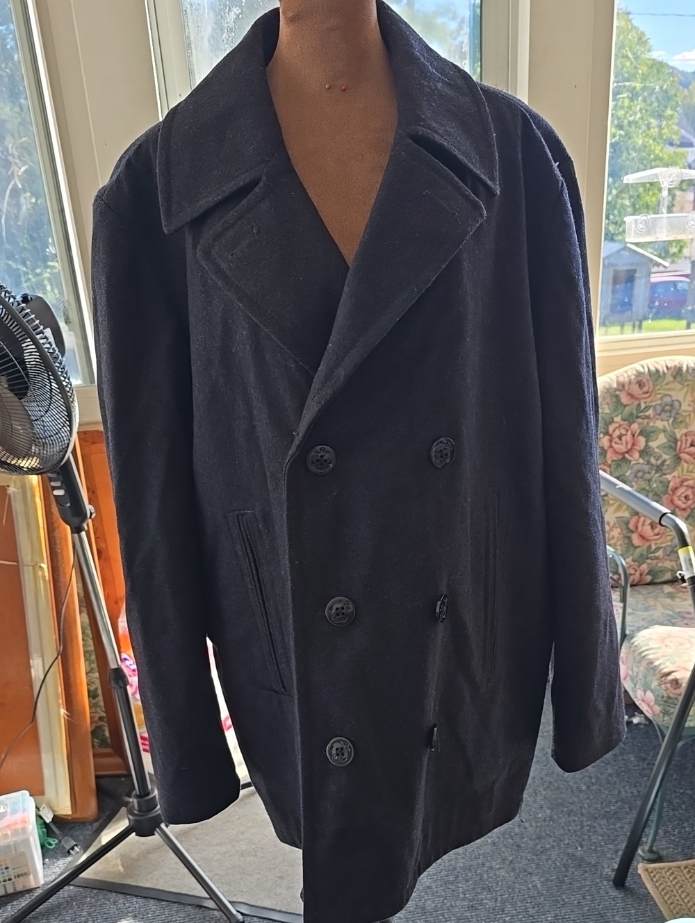Classic Men's Double-Breasted Wool Peacoat - Black Nautica Xl New No Tag.